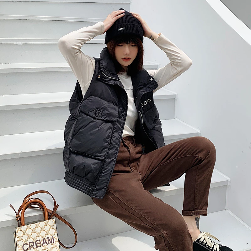 2025秋冬新款羽绒马甲女短款时尚百搭90白鸭绒高品质羽绒背心1014