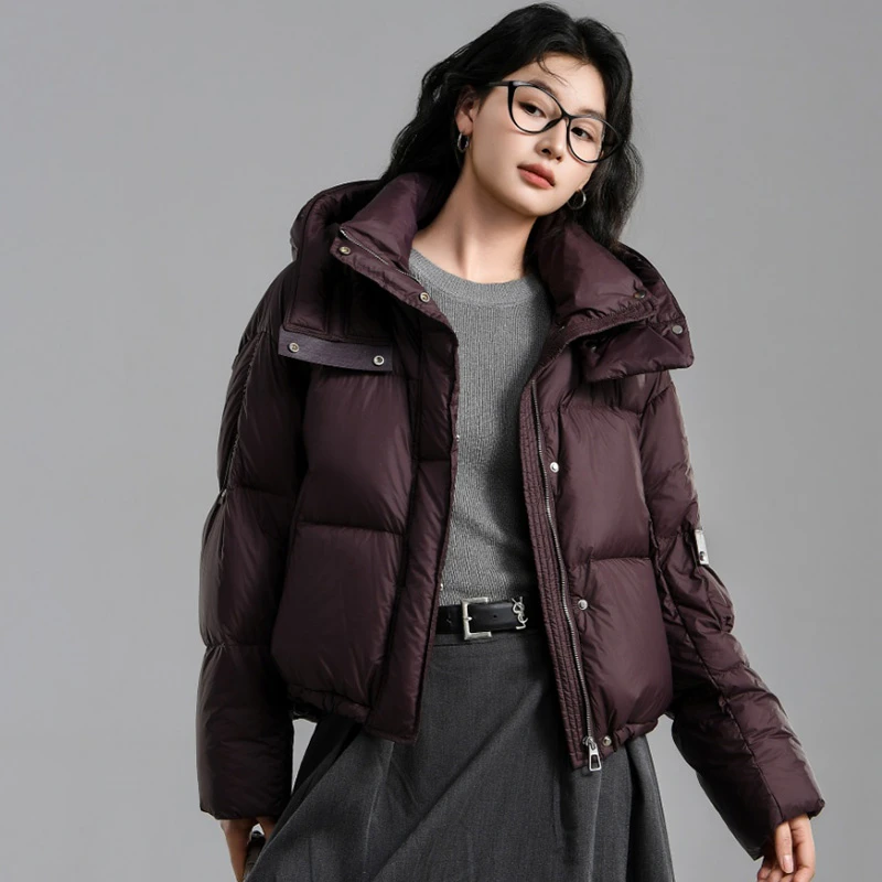 连帽羽绒服女韩版宽松加厚时尚百搭冬季女士气质保暖90白鸭绒外套