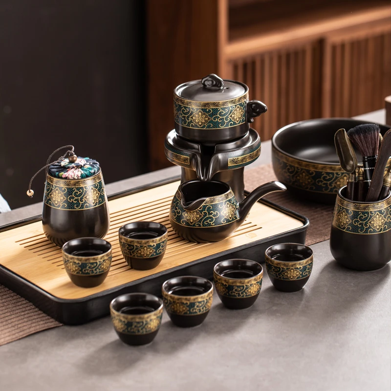 整套功夫茶杯茶洗茶道六君子组合懒人泡茶器茶具自动茶具套装家用