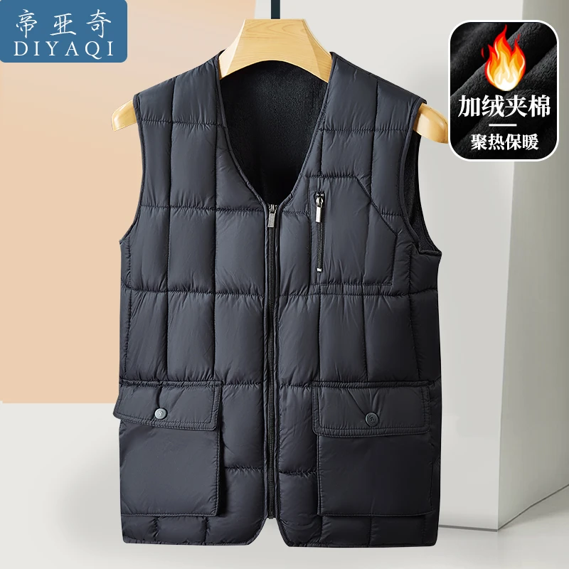 秋冬爸爸装棉马甲中老年人男装无袖外套加绒加厚保暖背心爷爷坎肩