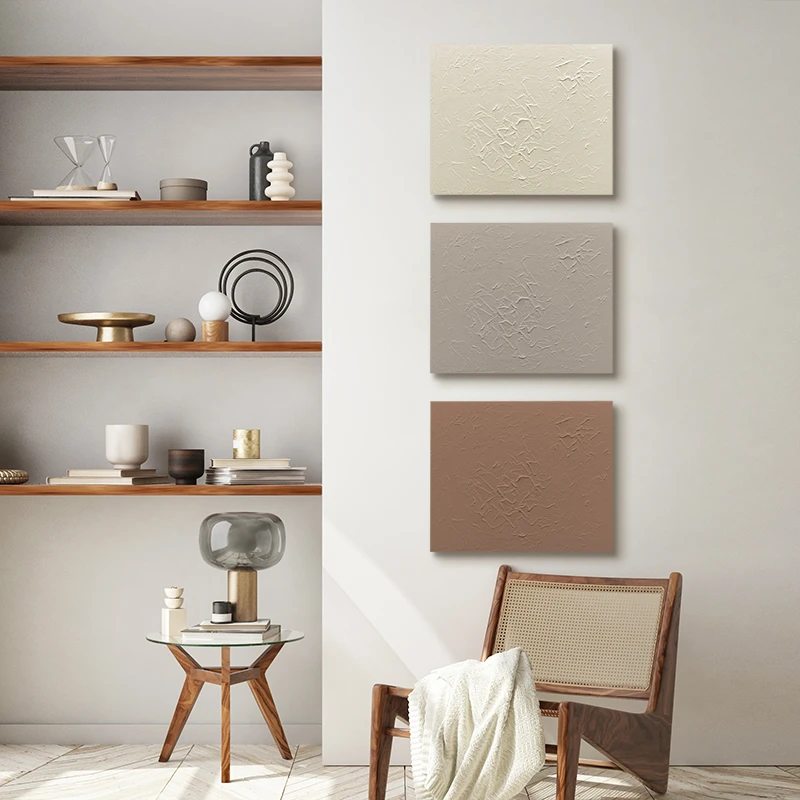 纯手绘油画侘寂风挂画纯色肌理画小画暖居卧室床头客厅沙发装饰画