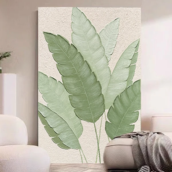 手绘油画《家大业大》客厅挂画沙发背景墙装饰画玄关轻奢餐厅画绿色