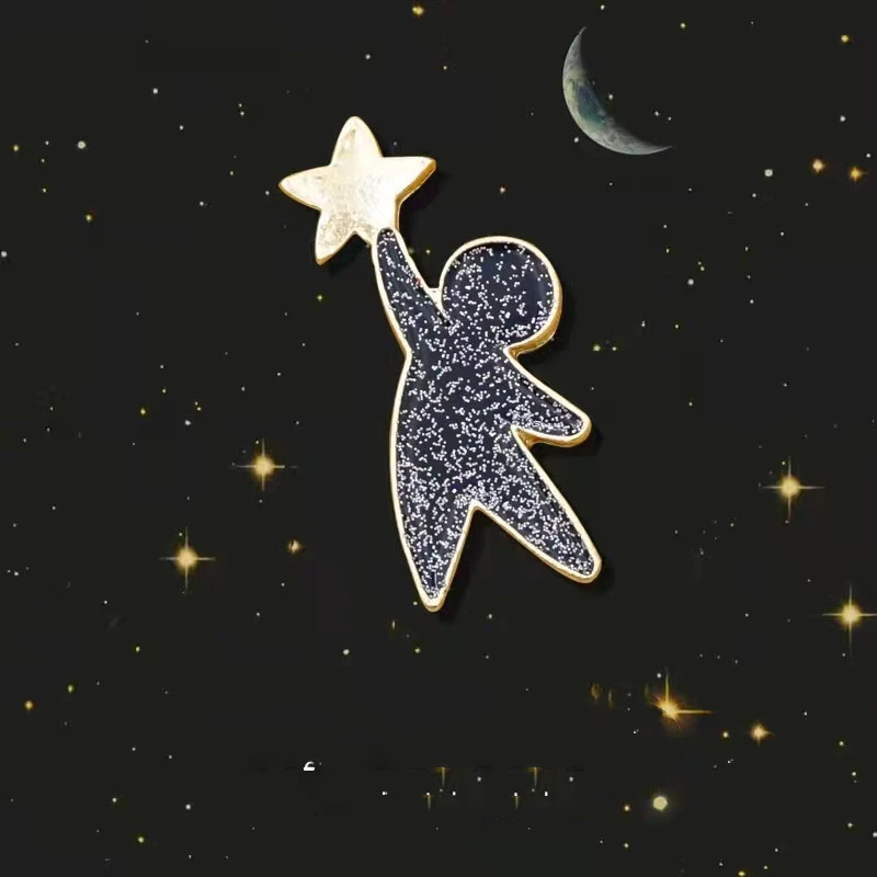ins潮梦幻星空摘星人胸针女创意合金徽章装饰精致包包T恤扣针配饰