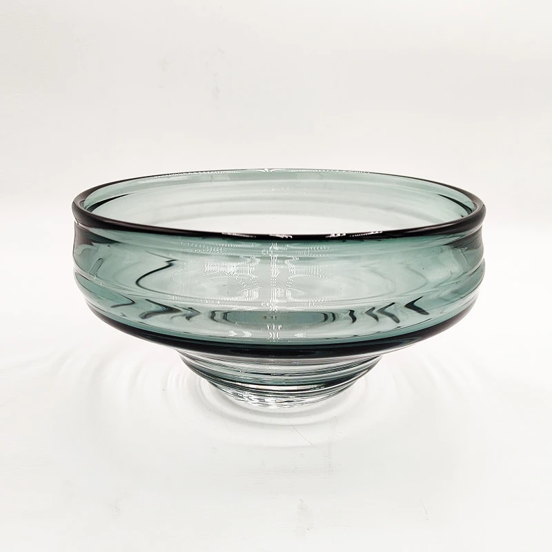【A198】摩瑟家居【墨绿色琉璃圆形果盘】HC花瓶摆件玻璃花盆龙卷风