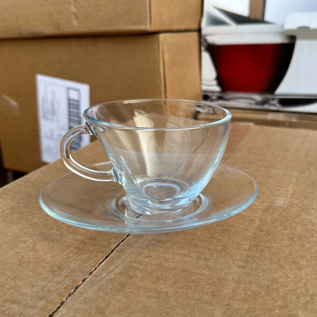 【PASA】摩瑟家居【扬帆把杯套装230ml/1杯1碟】花瓶摆件玻璃花盆