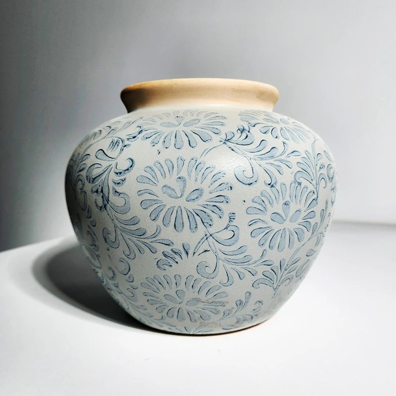 【高16cm】摩瑟家居【有边鼓身盆】TC花件陶瓷花盆