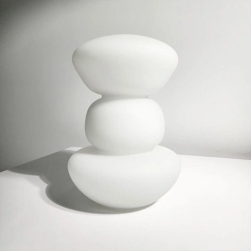 【高26cm】摩瑟家居【白色喷砂三星堆中】HCDF玻璃花瓶摆件