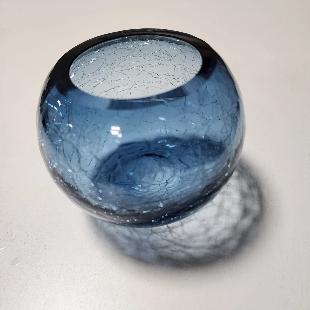 【高9.5cm】摩瑟家居【蓝色小冰裂】HCDF花瓶摆件玻璃花盆