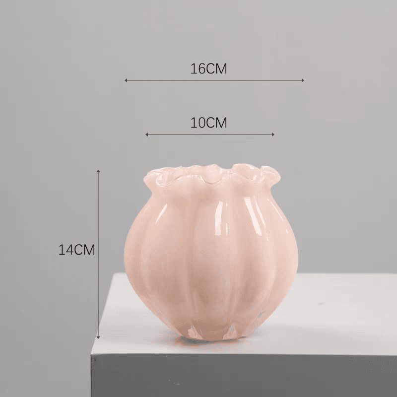 【高14cm】摩瑟家居【粉色小铃兰】HCDF玻璃花瓶摆件陶瓷花盆