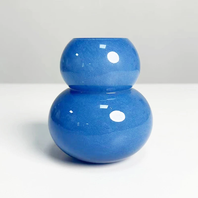 【高12cm】摩瑟家居【蓝色小葫芦】HCDF花瓶摆件玻璃花盆