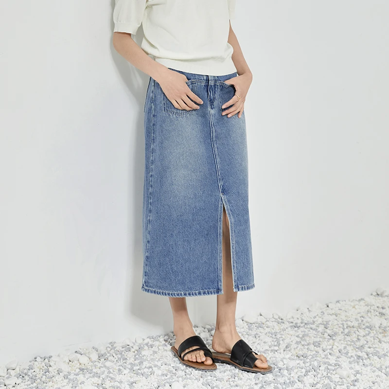 曼贝显瘦气质百搭设计感垂感新款半身裙女A字裙8461024