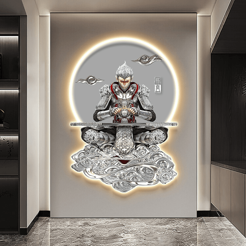 【小扬哥甄选】斗战胜佛孙悟空玄关装饰画led灯发光齐天大圣立体
