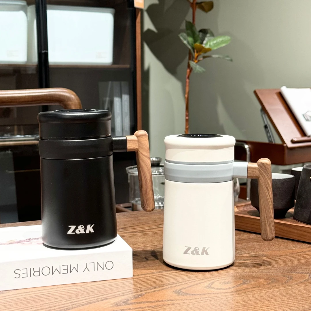 【小慧福利】潮牌ZK优雅智能温显办公杯不锈钢茶隔手柄水杯