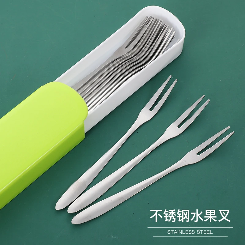 【20支+收纳盒】不锈钢甜品蛋糕西餐叉韩式家用小号吃水果的叉子