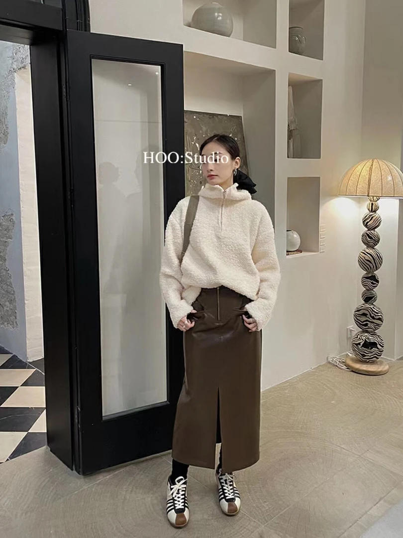 韩版半身显瘦皮裙