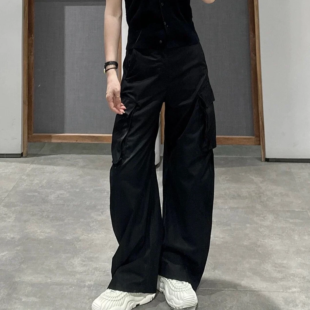 【秋之韵】BS瘦版阔腿裤显瘦高腰直筒休闲夏季黑色宽松A112