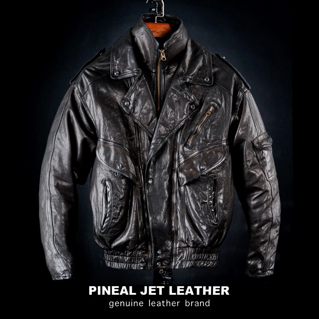 PJL新款时尚港风重水洗绵羊皮复古双翻领加棉百搭夹克双翻领皮衣