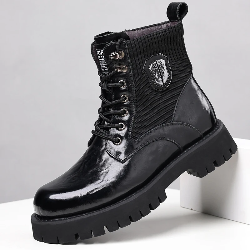 2024新款男士马丁靴百搭时尚秋冬潮流圆头加绒保暖单靴