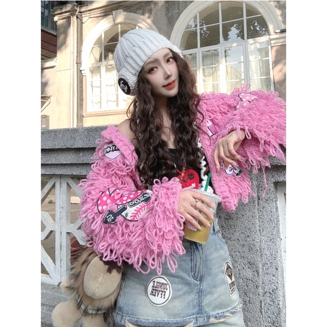 2024年秋季新款时尚百搭卡通刺绣加厚长袖厚外套7880