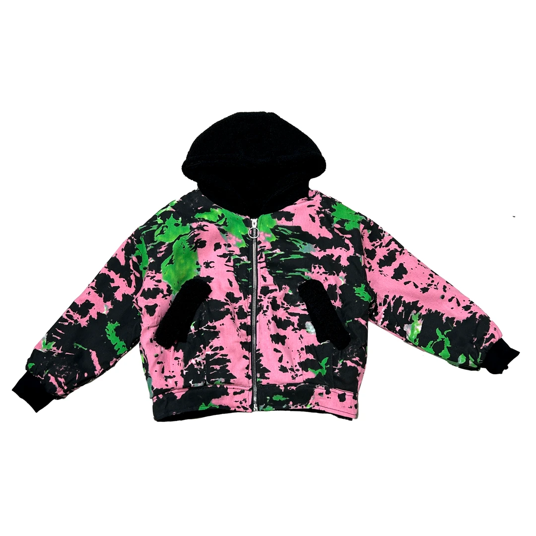 2024年秋冬新款休闲潮牌迷彩加绒加厚连帽厚外套7186