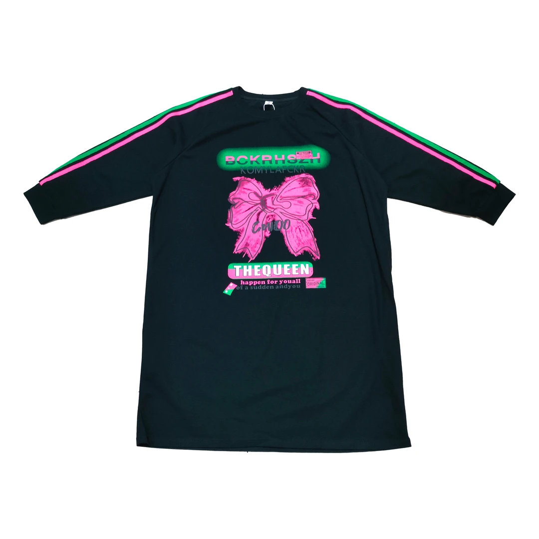 2024秋季新款时尚宽松户外卡通印花长袖连衣裙5710