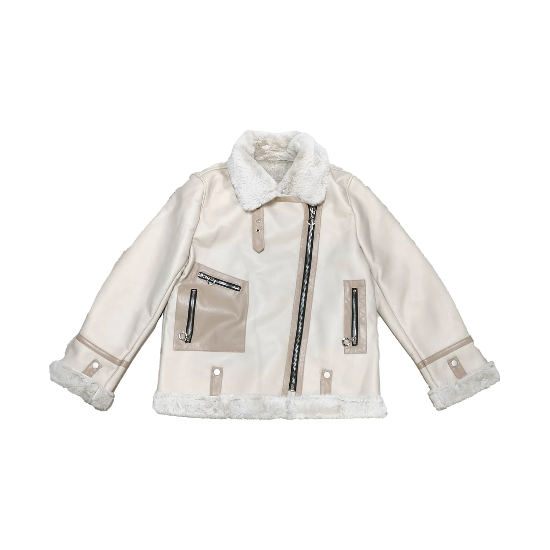 2024年秋冬新款时尚百搭休闲加绒加厚长袖皮外套7204