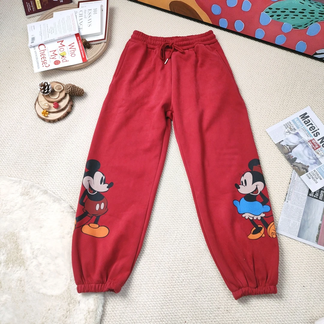 2024秋冬季新款卡通印花加绒加厚休闲裤束脚裤7912