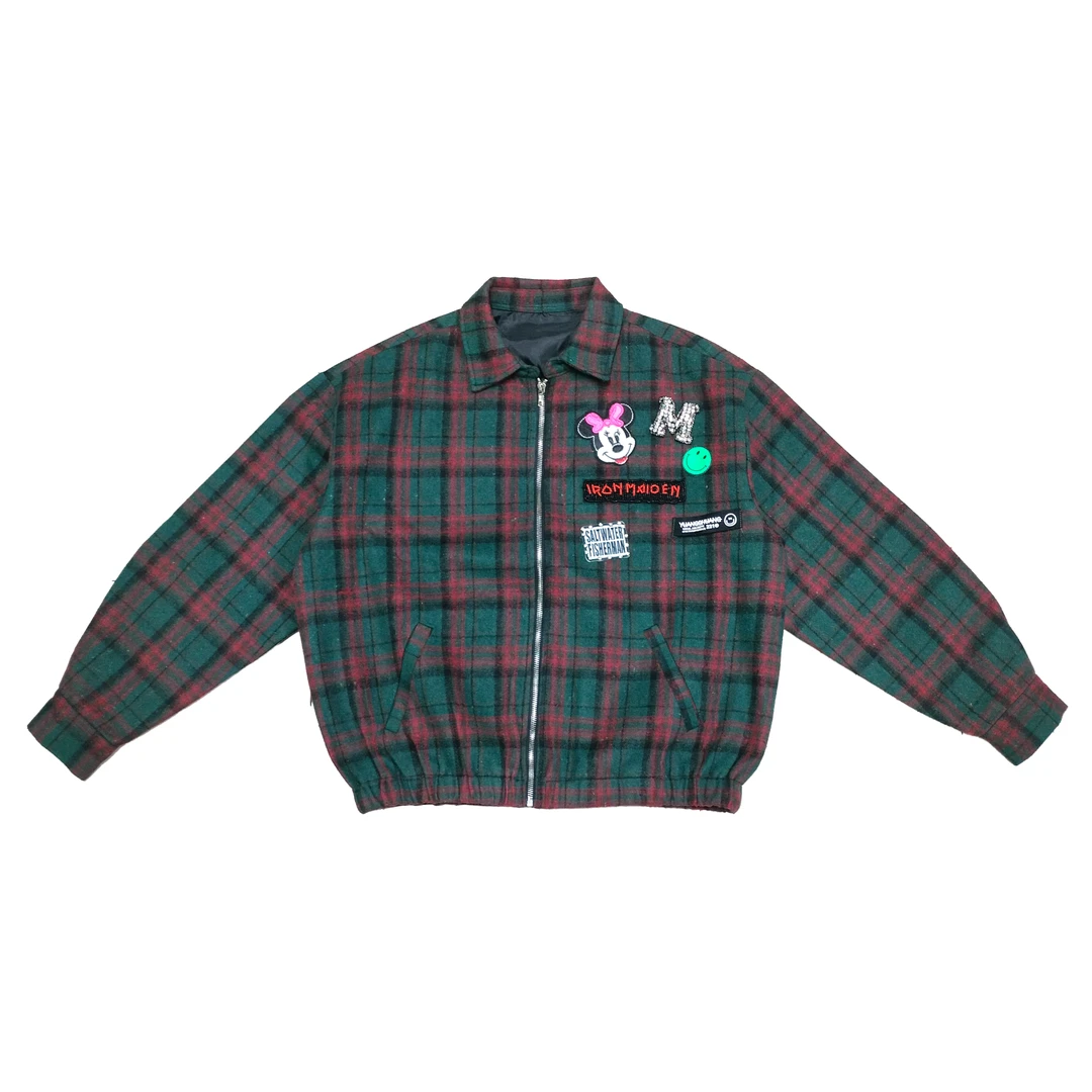 2024秋季新款休闲宽松洋气格子长袖厚呢外套6805