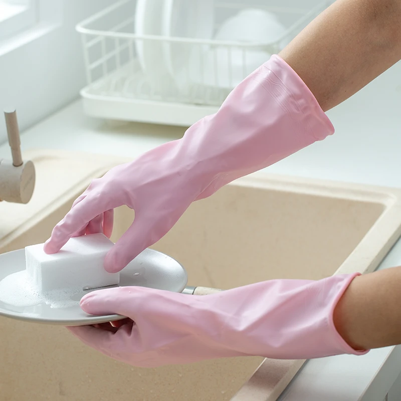 日本进口薄款洗碗手套家用家务清洁洗衣服用防水厨房耐用橡胶手套