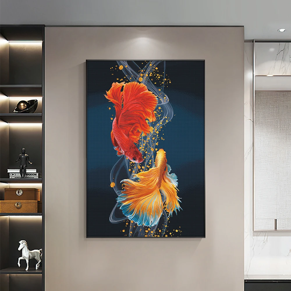 【锦鲤】满钻手工解压钻石画DIY客厅卧室玄关装饰画手工贴钻