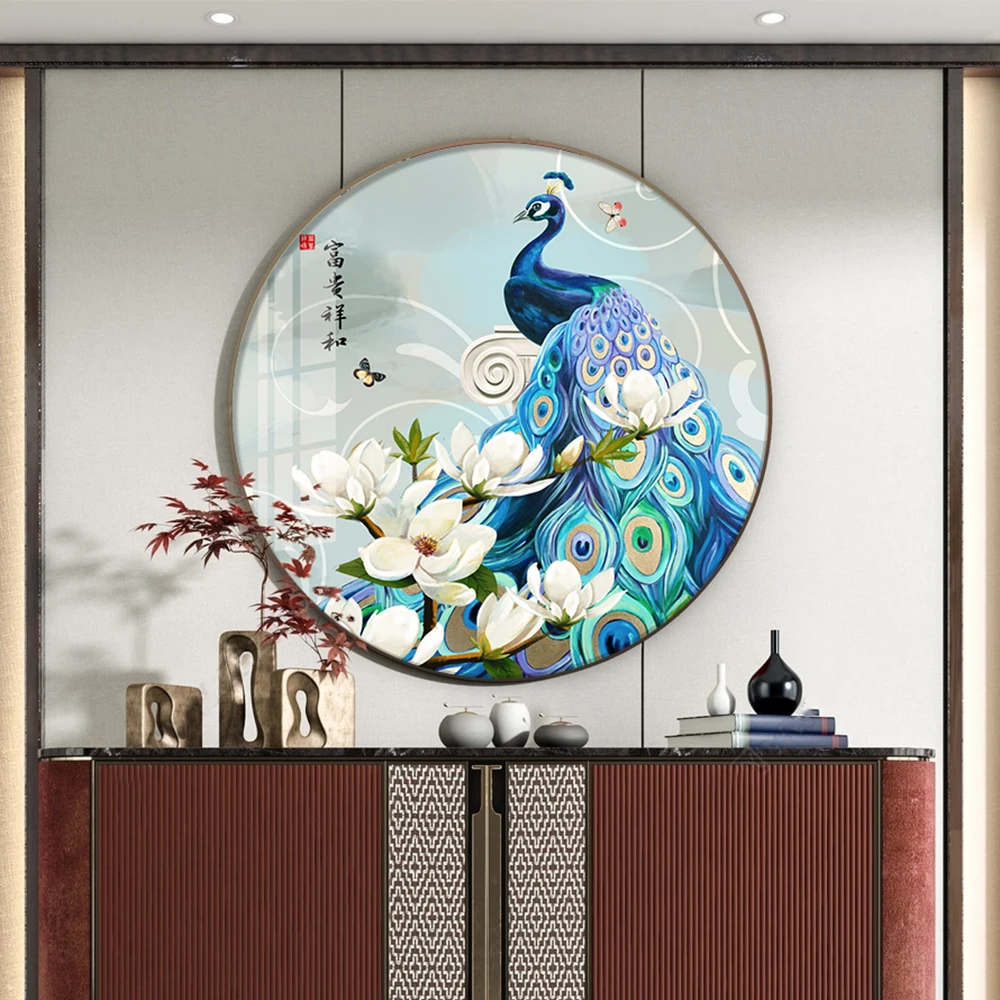 【富贵吉祥】满钻钻石画孔雀客厅卧室装饰画手工贴钻钻石画