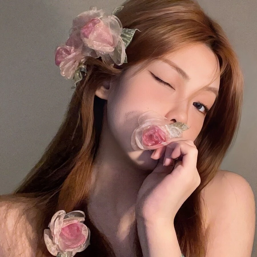 干枯玫瑰花发夹女花朵森系高级感时尚百搭超仙刘海侧边碎发夹发饰