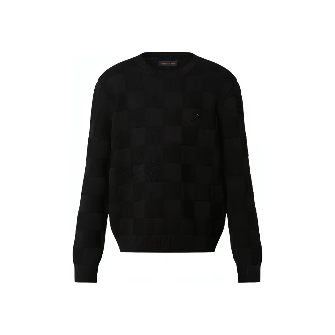LOUIS VUITTON 棋盘格缝线长袖针织衫/L码/全新带吊/毒10200