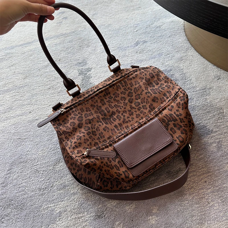 单肩斜跨包时尚百搭豹纹潘多拉魔盒包
