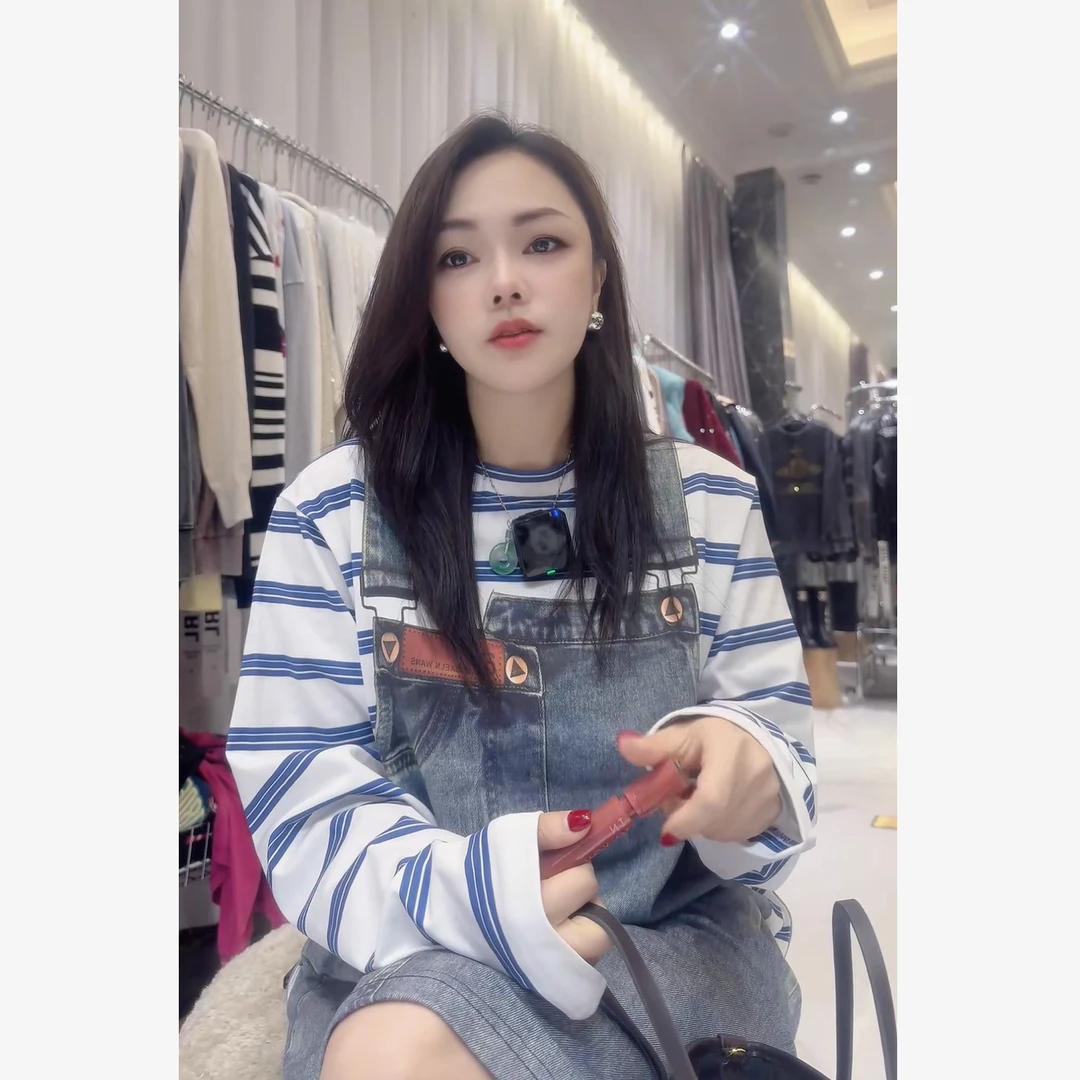 【7048条纹裙印牛仔】短袖裙女打底半袖休闲夏2024款连衣裙爆款