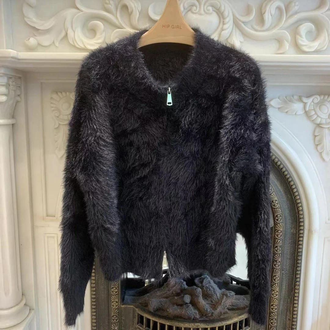 【20229298】毛衣上衣针织衫女装秋冬2024新款外搭慵风毛衣外套