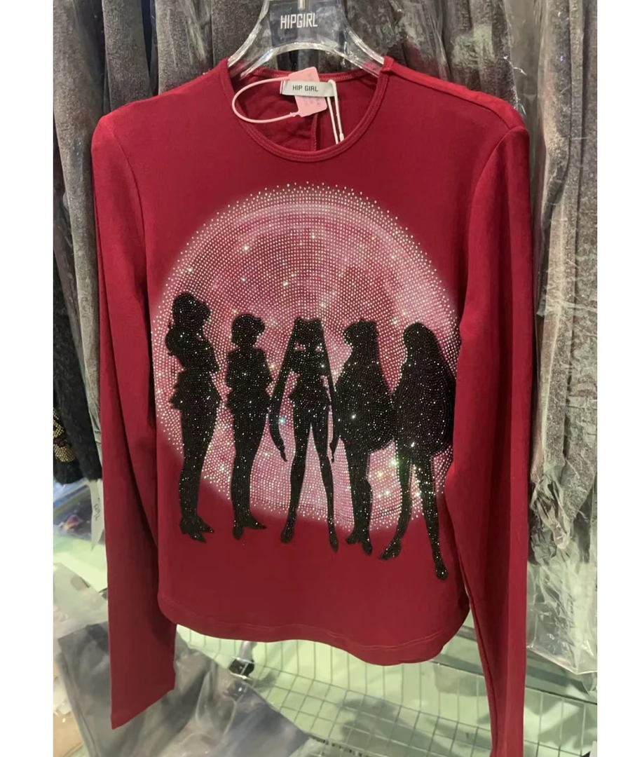 【20242799】T恤2025年新款包嫂夏季女装半袖打底长袖女红色女士