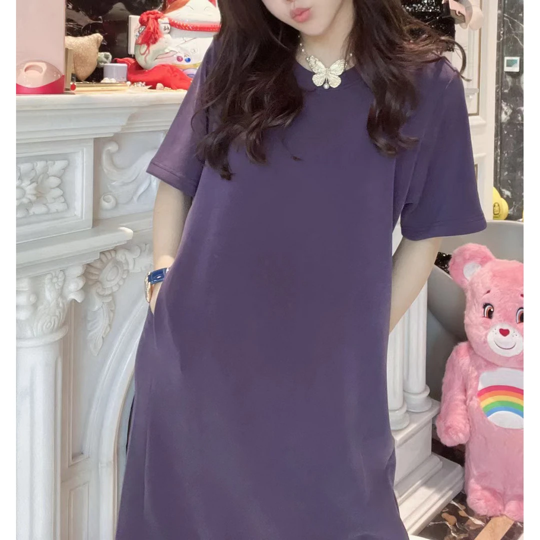 大版【显瘦裙】短袖裙女打底半袖休闲夏2024款连衣裙爆款