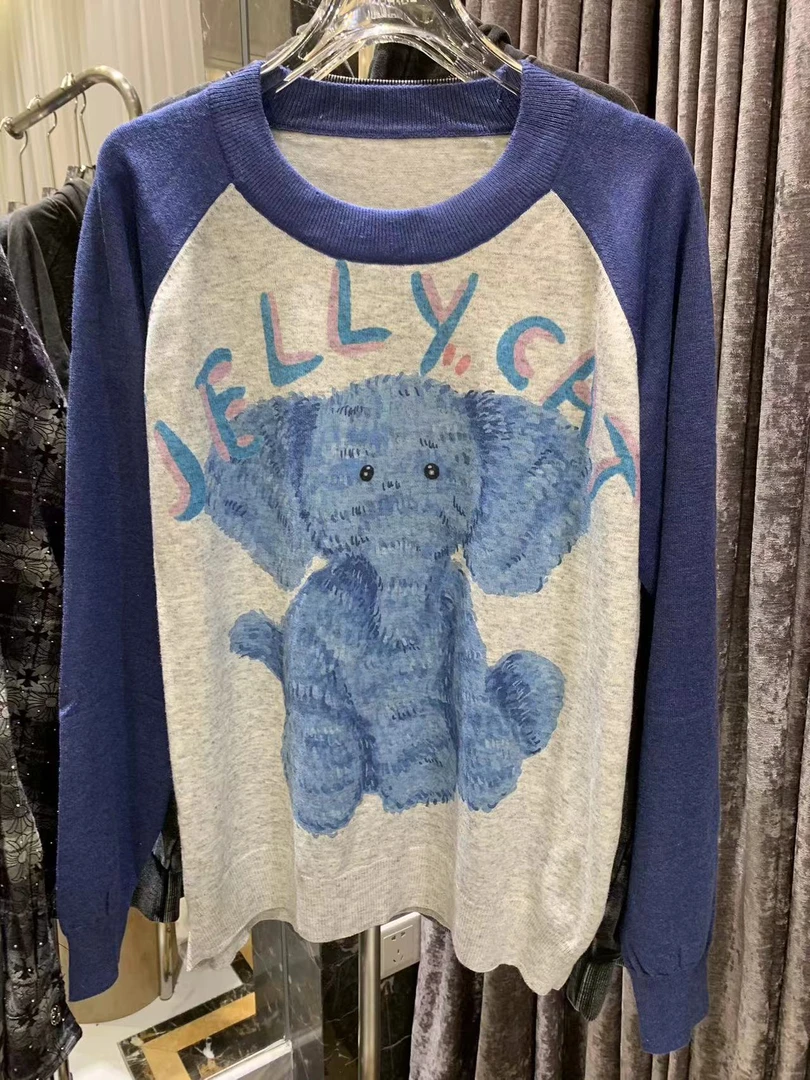 【4038拼色毛衣小象】毛衣外套外搭减龄长袖