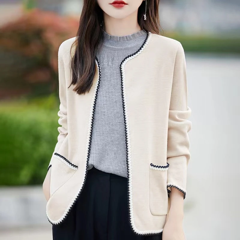 高级感撞色小香风开衫