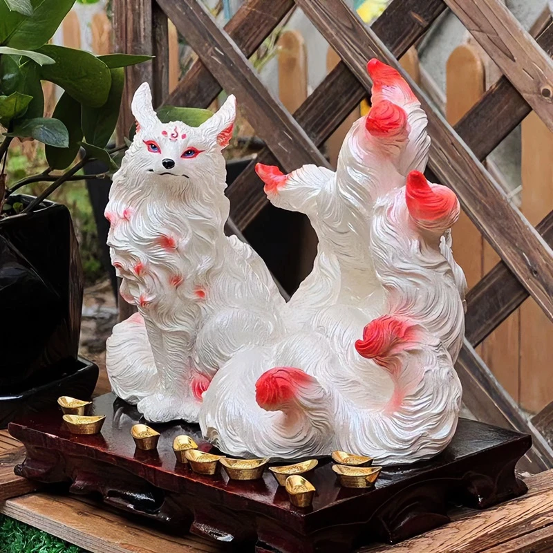 九尾狐摆件九尾灵狐堂口神像小狐狸家用摆设桌面摆件原创生日礼物