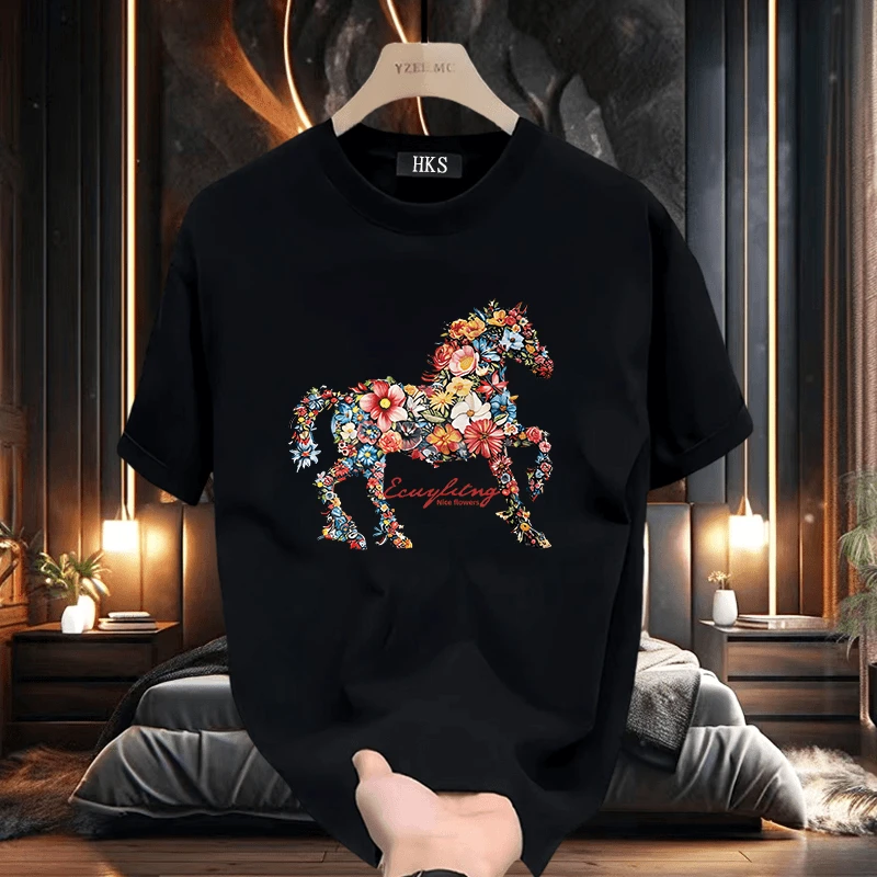 纯棉T恤男女夏季新款圆领短袖宽松五分袖潮牌上衣半袖体恤时尚衣