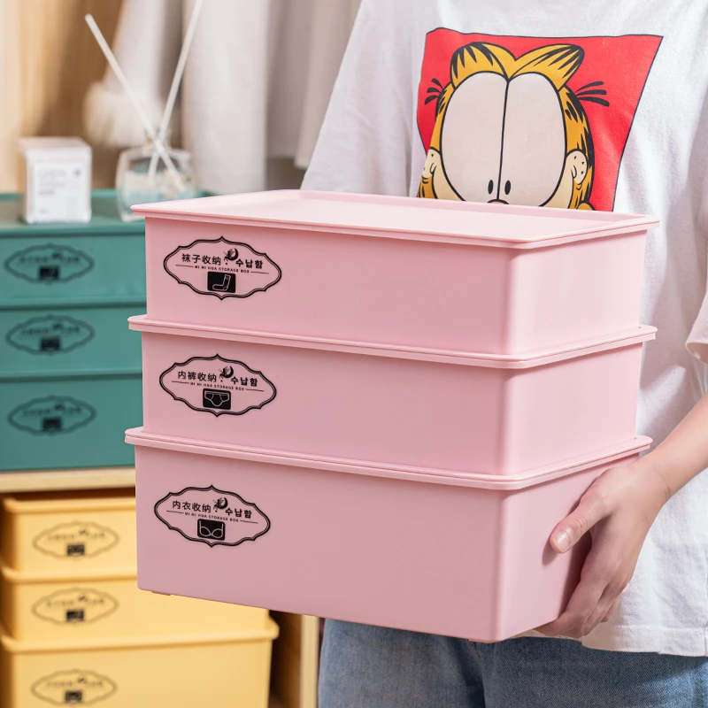 内衣收纳盒带盖分格组合文胸袜子内裤学生家用宿舍贴身衣物整理箱