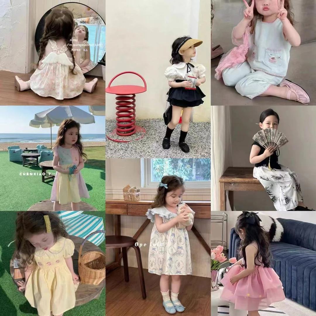 （童装杂款扣号备注号码下单)女童泡泡袖韩版连衣裙夏季时髦童装