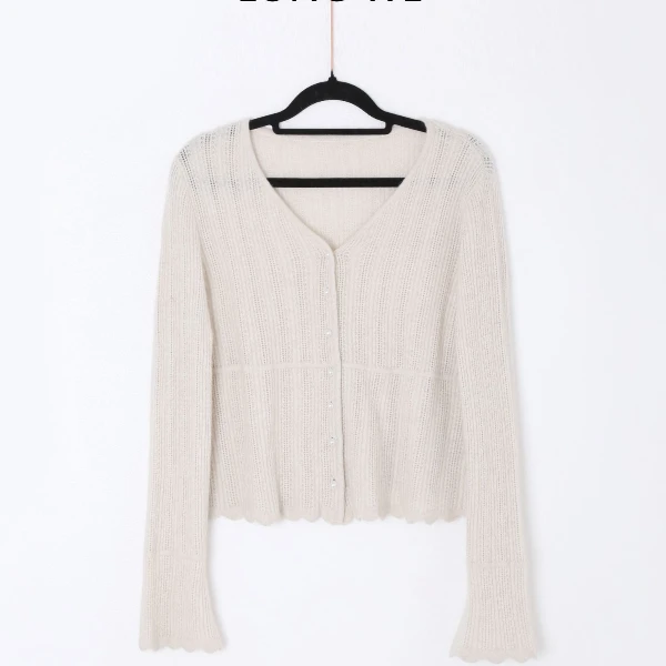 小喇叭 绵羊毛混纺V领温柔毛衣开衫长袖休闲针织毛衣WE22165两