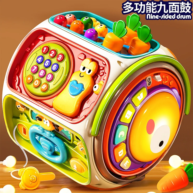 婴儿手拍鼓六面体八儿童益智0-1岁6个月12宝宝早教拍拍鼓音乐玩具