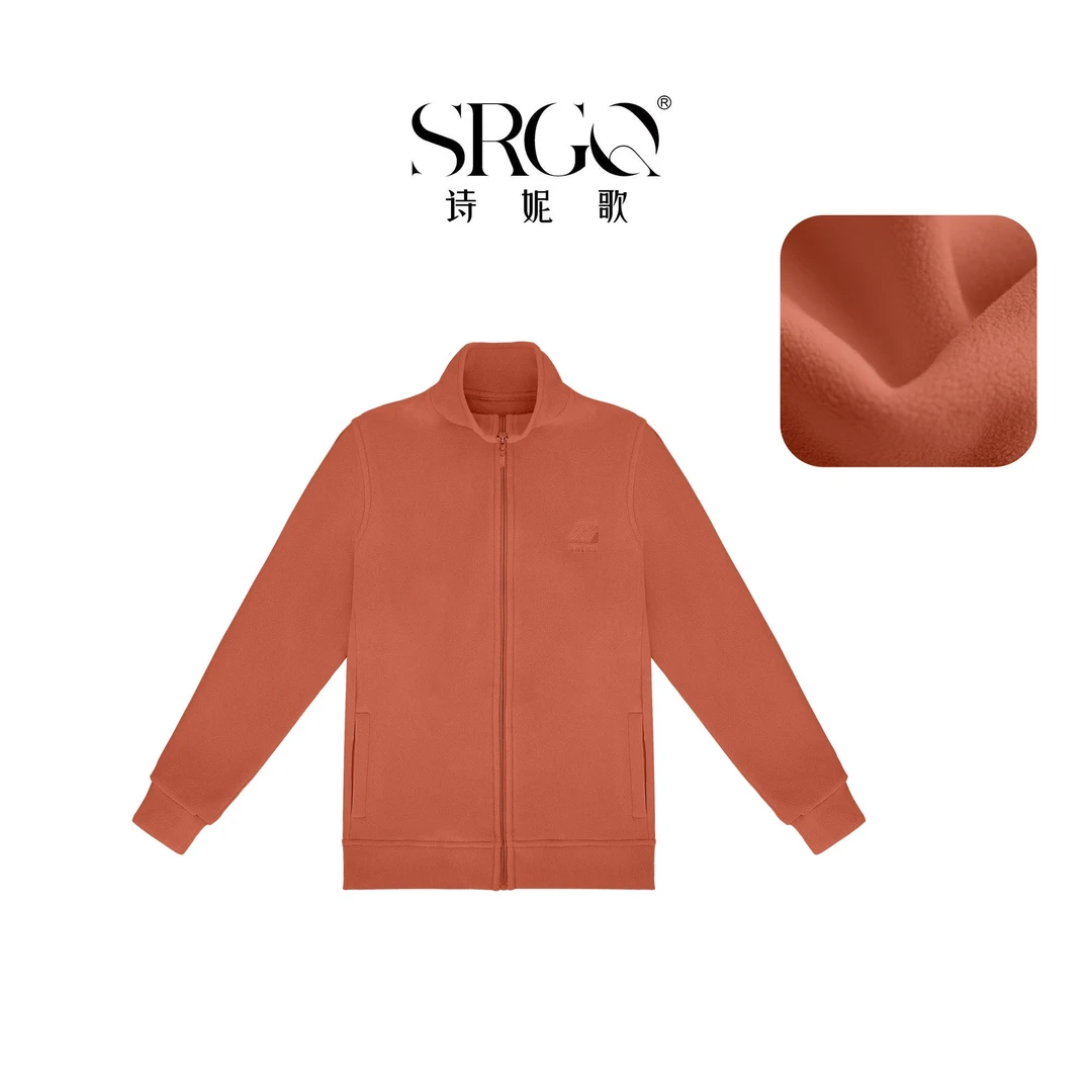 诗妮歌2024暖冬系列【小糯米】绒磨磨经典女款立领刺绣外套休闲百搭