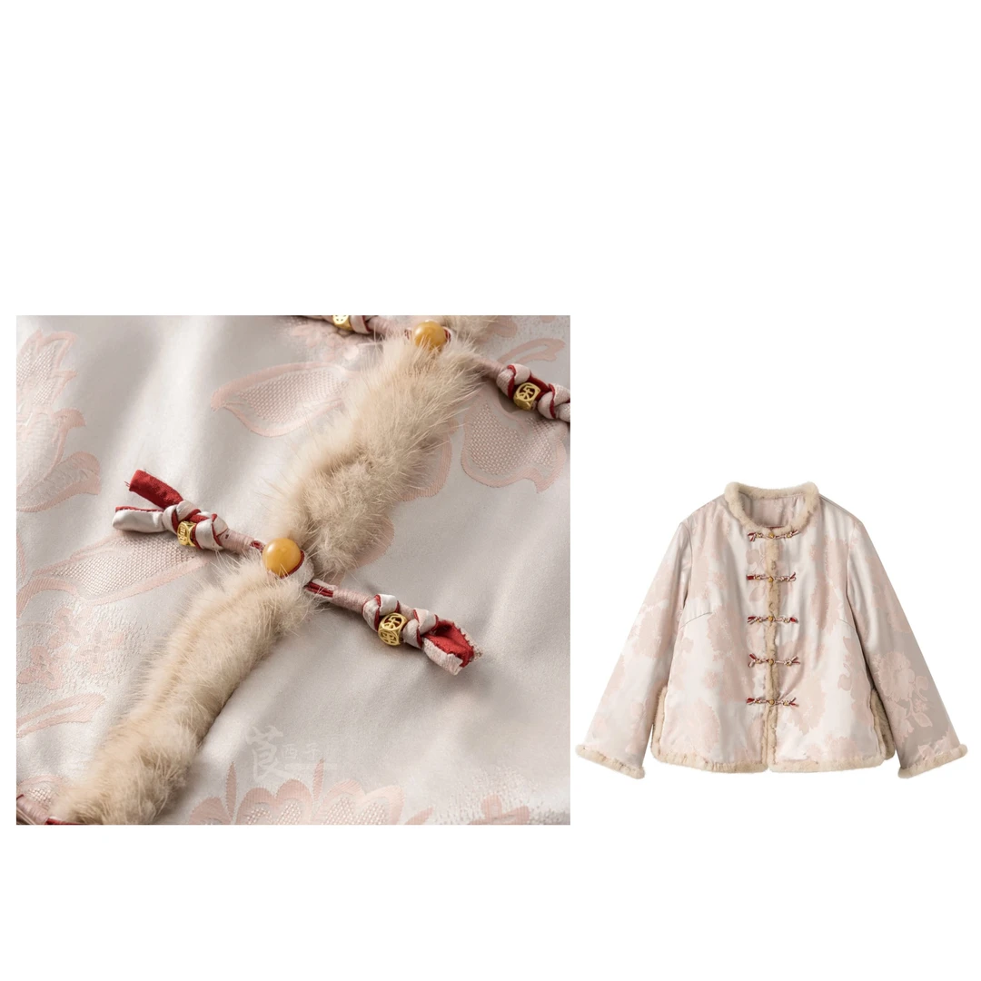 新中式桑蚕丝古风轻奢秋冬保暖时尚减龄棉服