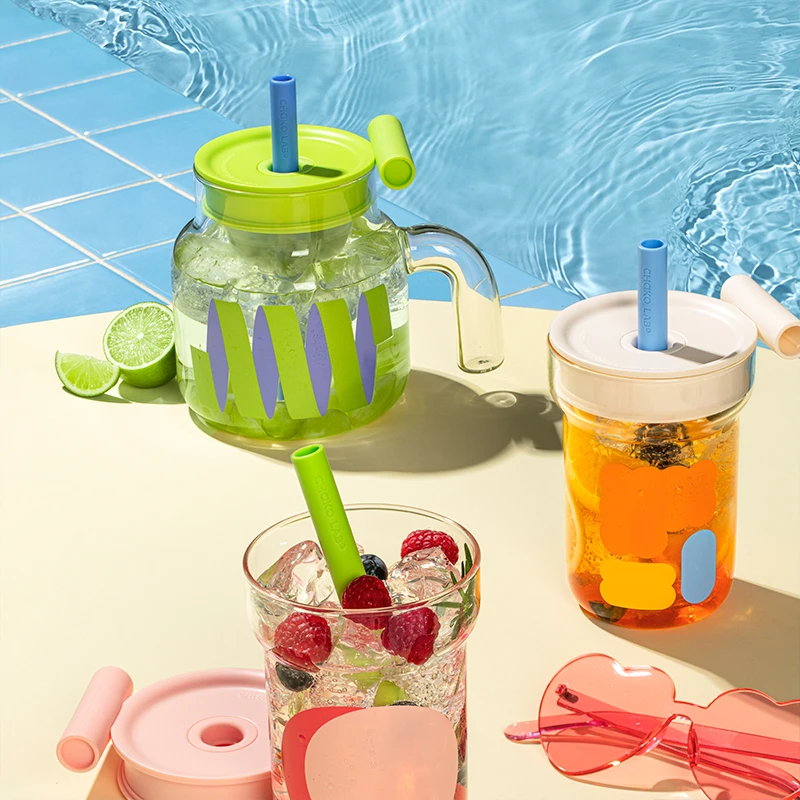 chakolab和序玻璃吸管杯大容量耐高温大肚水杯冰棒漏斗杯茶水分离