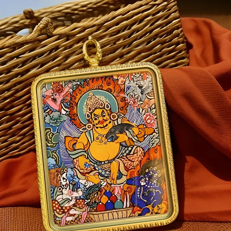 热贡纯手绘五路财神唐卡